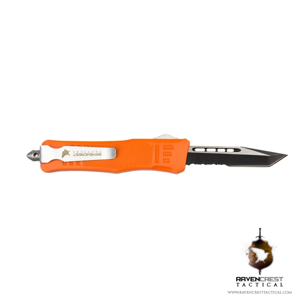 Cerakote Mini RCT-1 Raven OTF Knife Orange