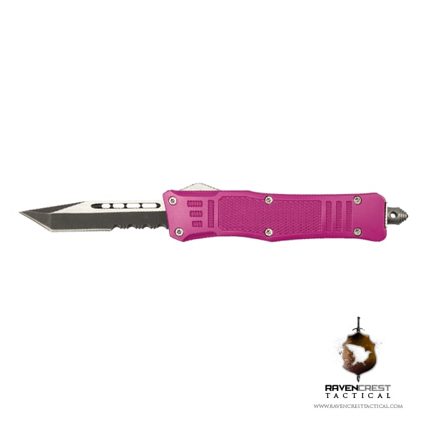 Cerakote Mini RCT-1 Raven OTF Knife Pink