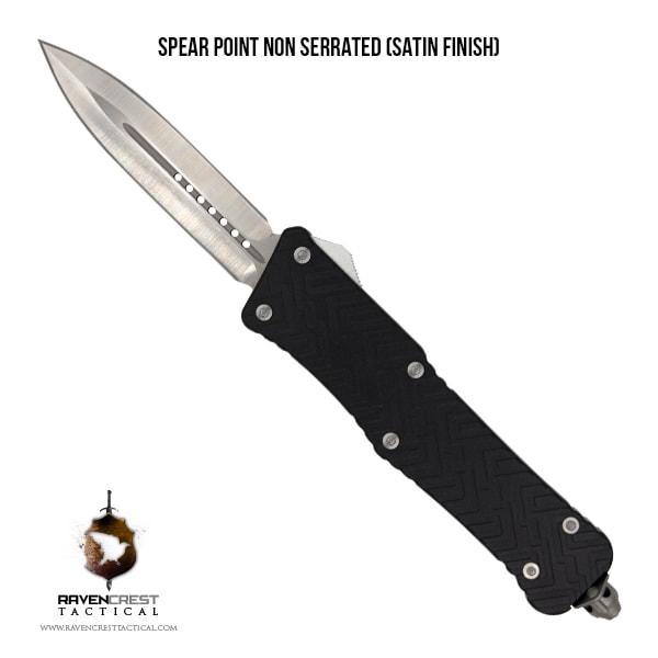 Mini Guardian OTF Knife - Spear Point Non Serrated Satin